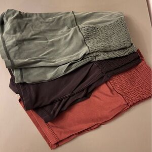 Set of Three Aerie OFFLINE Buttery Soft Yoga Bike Shorts 3” in Rare Earth Tones